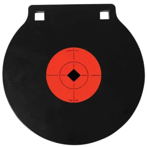 Birchwood Casey 47615 World of Targets Double Hole 10" Pistol/Rifle Black/Orange AR500 Steel Circle w/Crosshair & Diamond 0.38" Thick Hanging