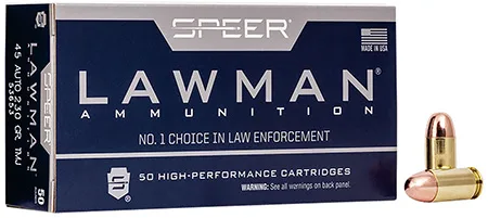 SPEER 53653 Lawman 45 Acp 230 Gr Total Metal Jacket Flat Nose 50 Per Box/ 20 Case
