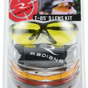 Radians T85RC T-85 Shooting Glass Kit Adult Clear Lens Smoke Gray Lens Amber Lens Copper Lens Orange Lens Polycarbonate Black Frame