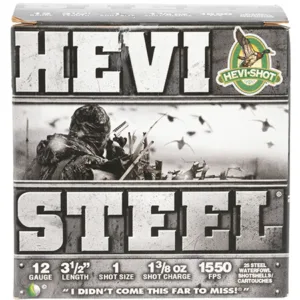 HEVI-Shot HS65001 HEVI-Steel  12 Gauge 3.50" 1 3/8 oz 1 Shot 25 Per Box/ 10 Cs