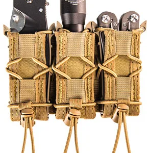 High Speed Gear 11PT03CB TACO Mag Pouch Triple Coyote Brown Nylon MOLLE Belts 2" Wide Compatible w/ Pistol
