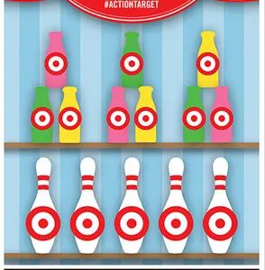 Action Target GSCARBTTL100 Entertainment Knock-'Em-Down Bottles/Pins Paper Hanging 23" x 35" Multi-Color 100 Per Box
