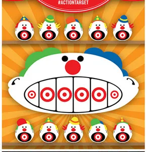 Action Target GSCARCLWN100 Entertainment  Clowns Paper Hanging 23" x 35" Multi-Color 100 Per Box