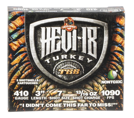 HEVI-Shot HS1007 HEVI-18 TSS Turkey 410 Gauge 3" 13/16 oz Tungsten 7 Shot 5 Per Box/ 10 Cs