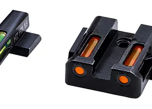 HiViz MPSN621 LiteWave H3 Tritium/LitePipe S&W M&P Shield Sight Set  Black | Green Tritium with Orange Outline Front Sight Orange Fiber Optic Rear Sight
