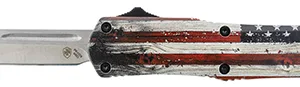 Templar Knife SWUS232 Wood US Flag Gen II Small 2.69" OTF Tanto Plain Powder Coated 440C SS Blade/ 4.31" Painted Wood Grain US Flag Aluminum Handle Features Glass Breaker Includes Pocket Clip/Sheath