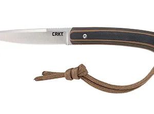 CRKT 2382 Biwa  3.02" Fixed Plain Satin 8Cr13MoV SS Blade/Black/Brown G10 Handle Includes Lanyard/Sheath