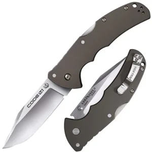 Cold Steel CS58PC Code 4  3.50" Folding Clip Point Plain Satin Polished S35VN SS Blade/Anodized Gun Metal Gray Aluminum Handle Includes Pocket Clip