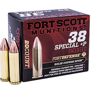 Fort Scott Munitions 38+P081SCV Tumble Upon Impact (TUI)  38 Special +P 81 gr Solid Copper Spun 20 Per Box/ 25 Cs