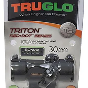 TruGlo TG-TG8230B Triton  Black Anodized 1x 30mm 5 MOA Illuminated Tri-Color Dot Reticle Clamshell Packaging