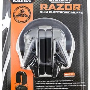 Walker's GWPRSEMFSKCCO Razor Slim Electronic Freedom Muff 23 dB Over the Head Black w/Distressed Carry On Logo Polymer