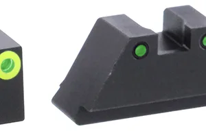 AmeriGlo GL252 Optic Compatible Sight Set for Glock  Black | XL Tall Green Tritium with Lumigreen Outline Front Sight XL Tall Green Tritium with Black Outline Rear Sight