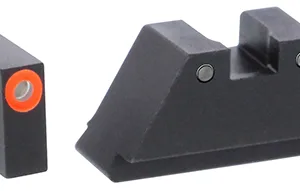 AmeriGlo GL452 Optic Compatible Sight Set for Glock  Black | XL Spartan Operator Tall Green Tritium with Orange Outline Front Sight XL Tall Green Tritium with Black Outline Rear Sight