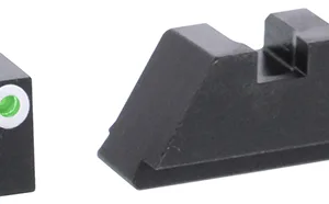 AmeriGlo GL411 Optic Compatible Sight Set for Glock  Black | XL Tall Green Tritium with White Outline Front Sight XL Tall Black Rear Sight