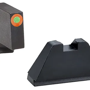 AmeriGlo GL511 Optic Compatible Sight Set for Glock  Black | XL Tall Green Tritium with Orange Outline Front Sight XL Tall Black Rear Sight