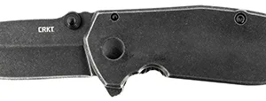 CRKT 2493 SQUID Assisted 2.37" Folding Drop Point Plain Black Stonewashed 8Cr14MoV SS Blade/Black Stonewashed Stainless Steel Handle Includes Pocket Clip