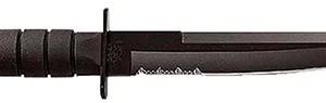 Ka-Bar 1245 Tanto  8" Fixed Tanto Part Serrated Black 1095 Cro-Van Blade, Black Kraton G Handle, Includes Sheath