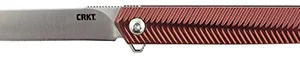 CRKT K820BXP Stylus  3.18" Folding Drop Point Plain Satin 12C27 Sandvik Blade/Maroon Aluminum Handle Includes Pocket Clip
