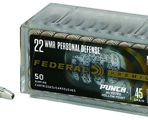 Federal PD22WMR1 Premium Personal Defense Punch 22 WMR 45 gr Jacket Hollow Point 50 Per Box/ 60 Cs