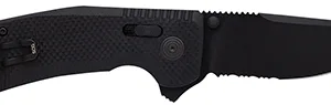 S.O.G SOG12380341 SOG-TAC XR 3.39" Folding Clip Point Part Serrated Black TiNi Cryo D2 Steel Blade Blackout G10 Handle Includes Pocket Clip