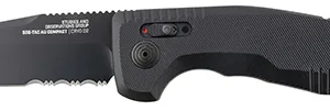 S.O.G SOG-15-38-10 SOG-TAC Auto Compact 2.94" Folding Tanto Part Serrated Black TiNi Cryo D2 Steel Blade Black Micro-Textured Anodized Aluminum Handle Includes Pocket Clip