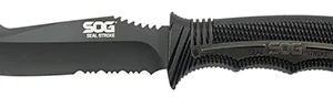 S.O.G SOGSS1003CP Seal Strike 4.90" Fixed Clip Point Part Serrated AUS-8A SS Blade Black Textured GRN/SS Handle Includes Belt Clip/Sheath