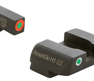 AmeriGlo GL241 Spartan Sight Set for Glock  Black | Green with Orange Outline Front Sight Green Tritium with White Outline Rear Sight