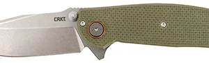 CRKT 2471 Butte  3.36" Folding Plain Stonewashed D2 Steel Blade/OD Green G10 Handle Includes Pocket Clip