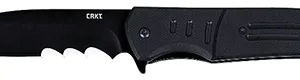 CRKT 6885 Ignitor  3.48" Folding Drop Point Part Serrated Black Oxide 8Cr13MoV SS Blade/Black G10 Handle Includes Pocket Clip