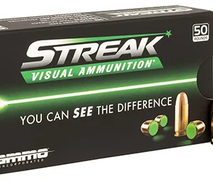Ammo Inc 380100TMCSTRKGRN50 Streak Visual (GREEN)  380 ACP 100 gr Total Metal Case 50 Per Box/ 20 Cs
