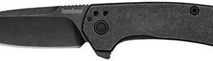 Kershaw  Radar  2.90" Folding Drop Point Plain Black Oxide Blackwash 8Cr13MoV SS Blade & Stainless Steel Handle Includes Pocket Clip