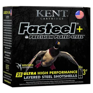 Kent Cartridge K203FSP284X6 Fasteel + Waterfowl 20 Gauge 3" 1 oz 4/6 Shot 25 Per Box/ 10 Cs