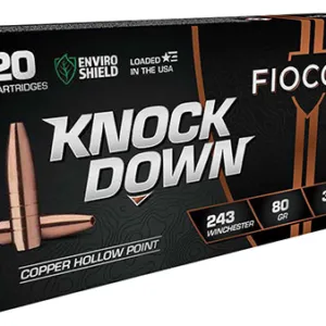 Fiocchi 243CHA Knock Down Enviro Shield 243 Win 80 gr Hollow Point 20 Per Box/ 10 Cs