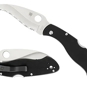 Spyderco C12GS Civilian CLIPIT 4.09" Folding Serrated Satin VG-10 SS Blade/ Black Textured G10 Handle Includes Pocket Clip