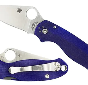 Spyderco C223GPDBL Para 3  2.95" Folding Plain Satin CPM S110V Blade/Dark Blue Textured G10 Handle Includes Pocket Clip