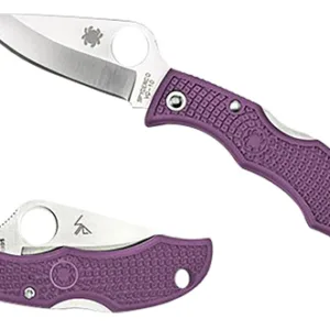 Spyderco LPRP3 Ladybug 3 Salt 1.94" Folding Plain Stonewashed H2 Steel Blade/Purple Bi-Directional Texturing FRN Handle