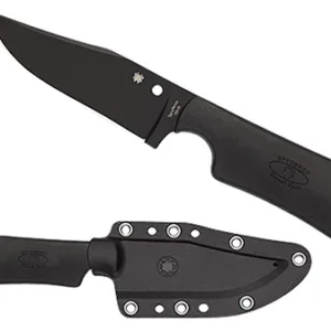 Spyderco FB15PBBK Street Beat  3.51" Fixed Bowie Plain Black DLC VG-10 SS Blade/Black Textured FRN Handle Includes Sheath w/G-Clip