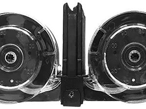 Kci Usa Inc KCIMZ001 AR-15  100rd Drum 5.56x45mm NATO, Black/Clear Polymer, Fits mil-Spec AR-15 Platform, Includes Carry Pouch