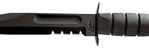 Ka-Bar 1212 Fighting/Utility  7" Fixed Clip Point Part Serrated Black 1095 Cro-Van Blade, Black Kraton G Handle, Includes Sheath