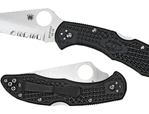 Spyderco C11PSBK Delica 4  2.88" Folding Drop Point Part Serrated VG-10 SS Blade, Black Textured FRN Handle, Includes Pocket Clip