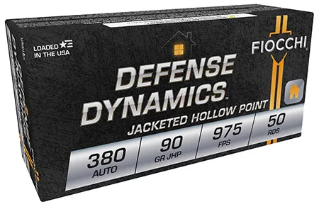 FIOCCHI 380aphp Defense Dynamics 380 Acp 90 Gr Jacket Hollow Point 50 Per Box/ 20 Cs