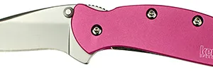 Kershaw 1600PINK Chive  1.90" Folding Drop Point Plain Bead Blasted 420HC SS Blade Pink Anodized Aluminum Handle Includes Pocket Clip
