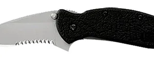 Kershaw 1620ST Scallion  2.40" Folding Drop Point Part Serrated Bead Blasted 420HC SS Blade Black Glass-Filled Nylon  Handle Includes Pocket Clip