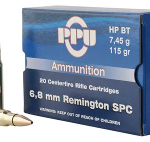 PPU PP68F Standard Rifle  6.8mm Rem SPC 115 gr Full Metal Jacket Boat Tail 20 Per Box/ 50 Cs