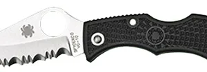 Spyderco LBKS3 Ladybug 3  1.94" Folding Modified Clip Point Serrated VG-10 SS Blade Black FRN Handle