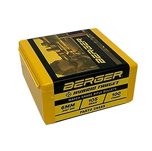 Berger Bullets 24433 Hybrid Target Match Grade 6mm .243 105 gr Hybrid 100 Per Box