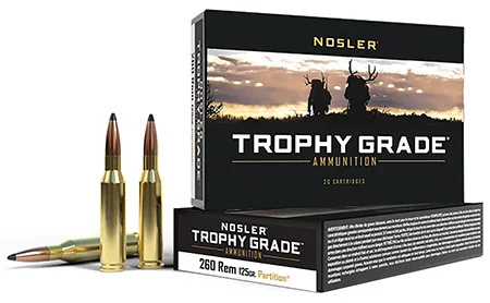 NOSLER 60018 Trophy Grade 260 Rem 125 Gr NOSLER Spitzer Partition 20 Per Box/ 10 Cs
