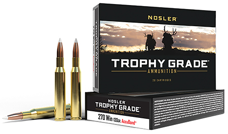 Nosler 60025 Trophy Grade 270 Win 130 gr Nosler AccuBond 20 Per Box/ 10 Cs