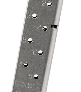 CMC Products 12131 Power Mag Plus  Stainless Steel with Black Base Pad Detachable 8rd 45 ACP for 1911 Government