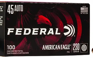 Federal AE45A100 American Eagle Handgun 45 ACP 230 gr Full Metal Jacket 100 Per Box/ 5 Cs